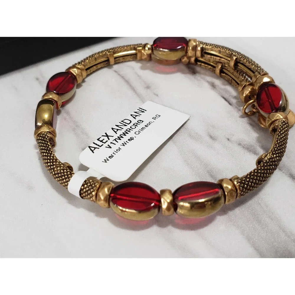 NEW Alex and Ani Warrior Crimson Wrap Beaded Bracelet
